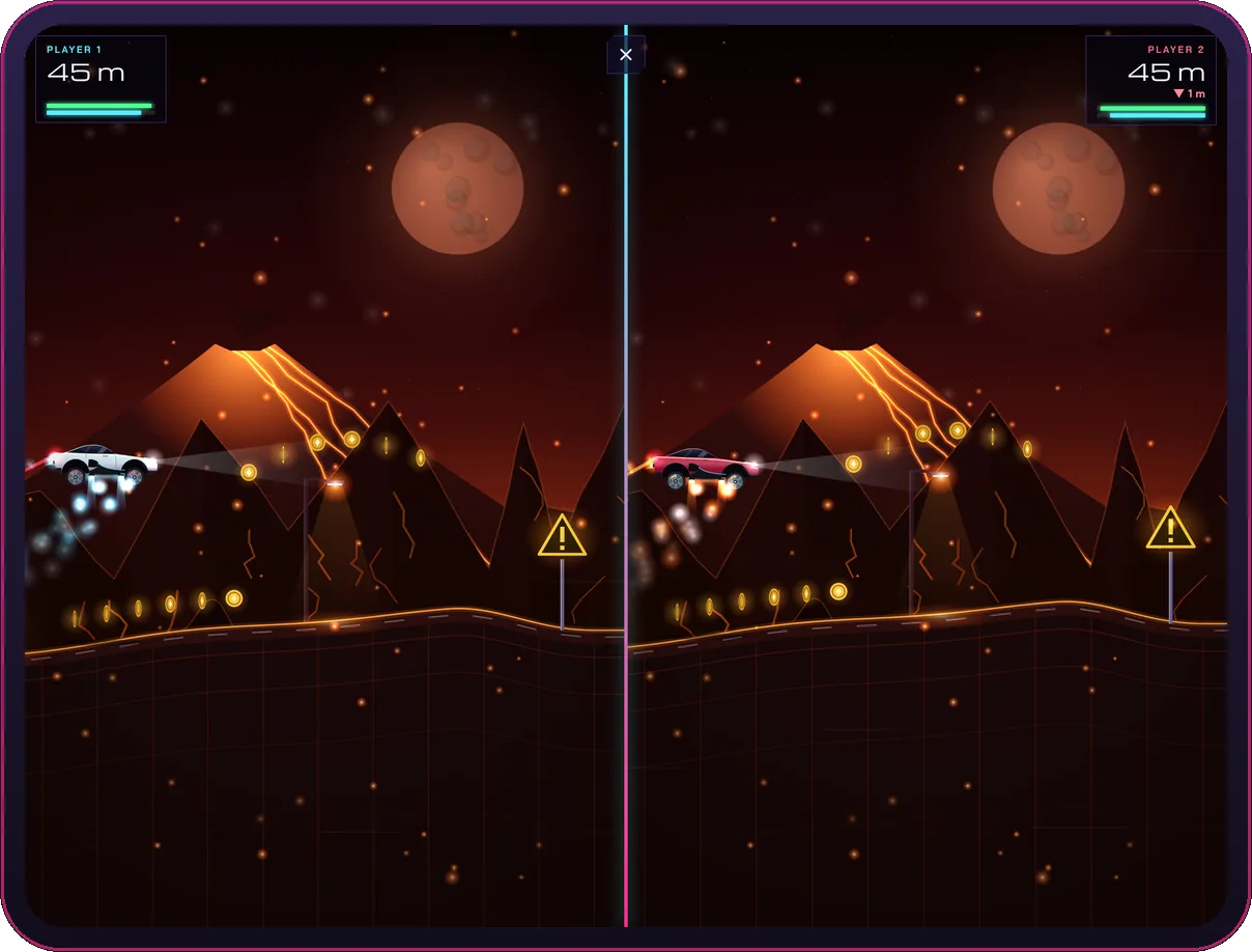 Two-player duel on a split screen