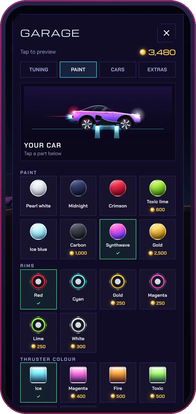 Garage with paint jobs and rims